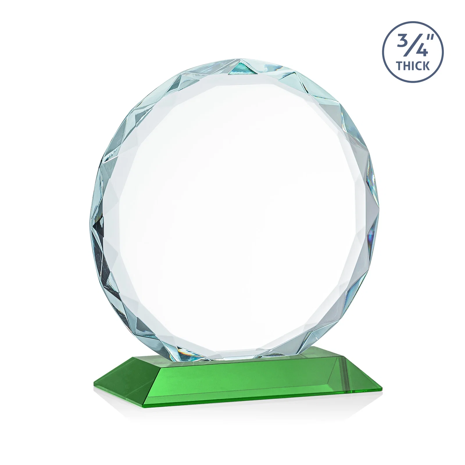 Custom printed Starfire Crystal Award With Gemstone Facets on a Wood or Crystal Base, with your logo for service anniversary gifts