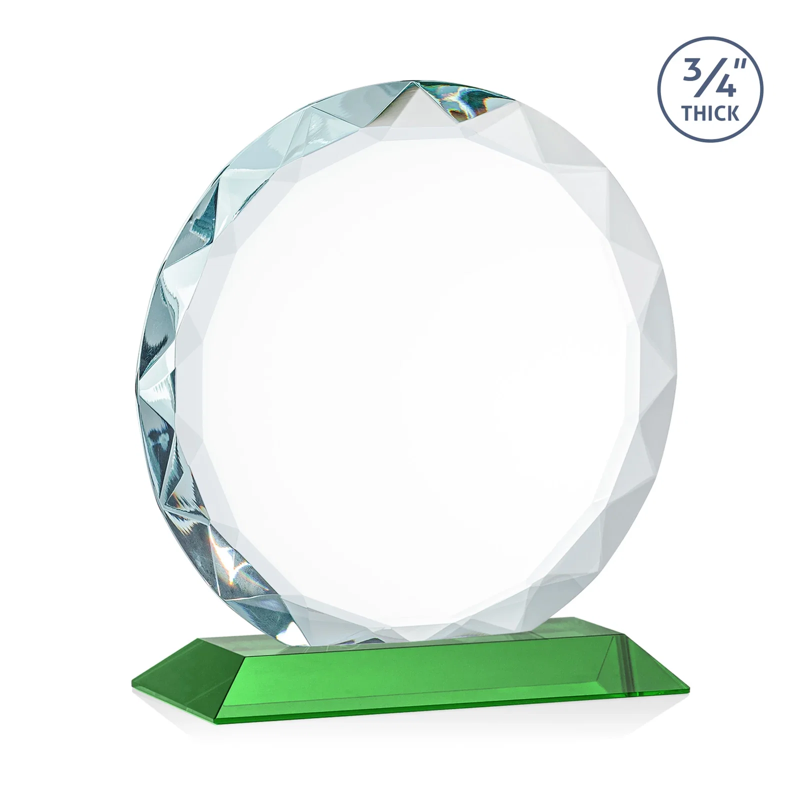 Custom printed Starfire Crystal Award With Gemstone Facets on a Wood or Crystal Base, with your logo for sales achievement awards
