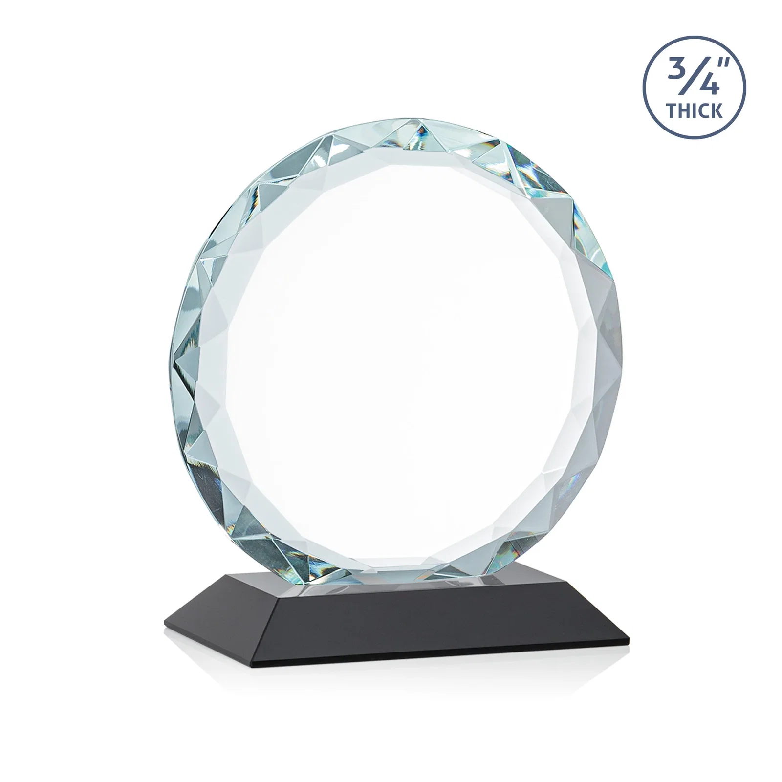 Custom printed Starfire Crystal Award With Gemstone Facets on a Wood or Crystal Base, with your logo for team milestone celebrations