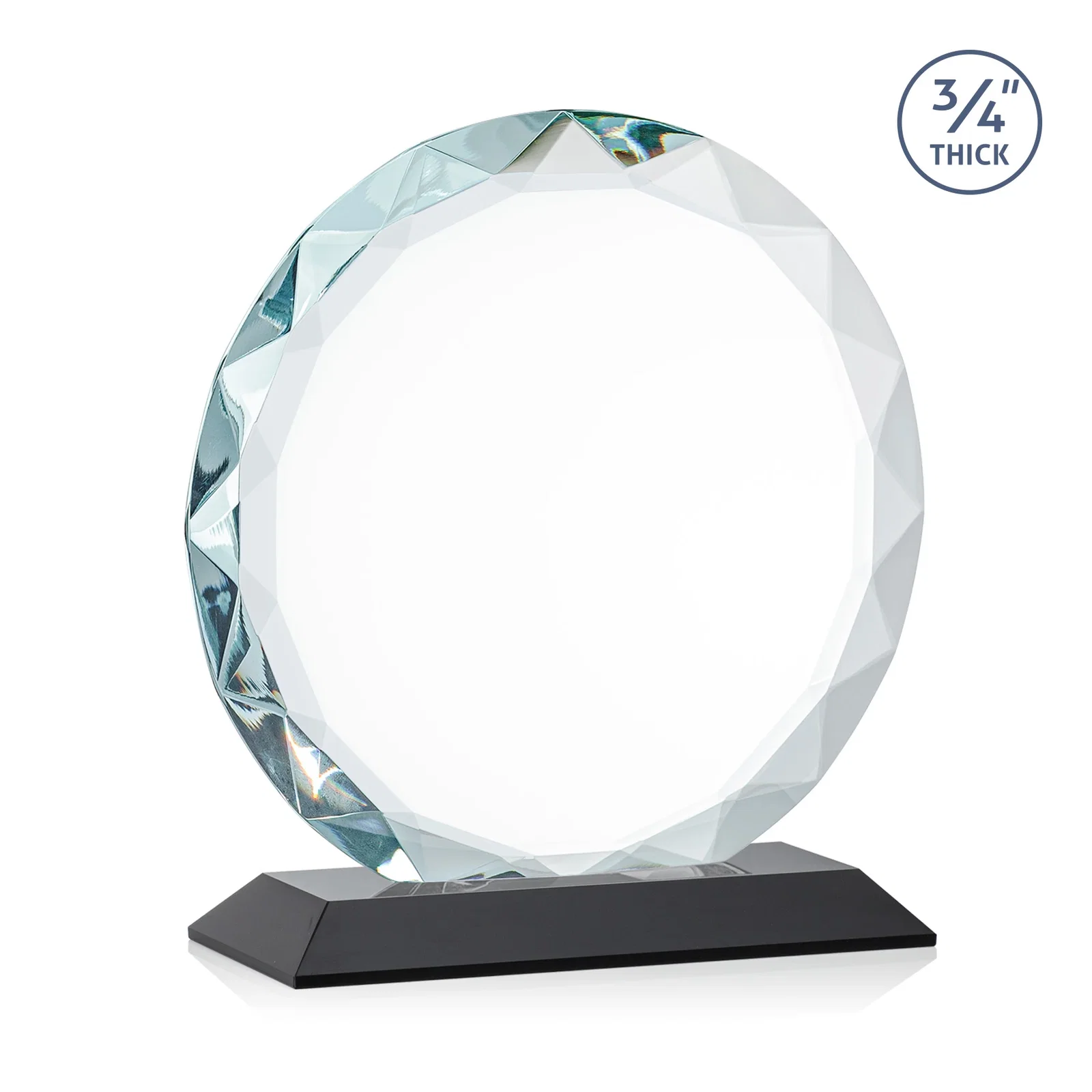 Custom printed Starfire Crystal Award With Gemstone Facets on a Wood or Crystal Base, with your logo for graduation ceremonies