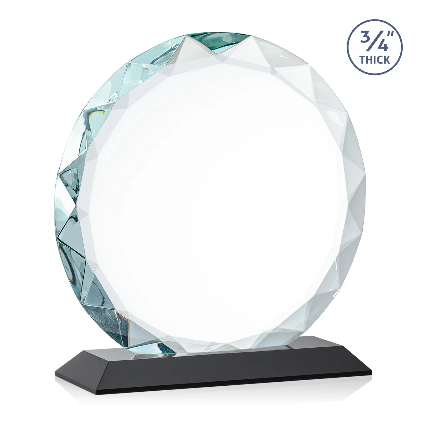 Custom printed Starfire Crystal Award With Gemstone Facets on a Wood or Crystal Base, with your logo for safety achievement programs