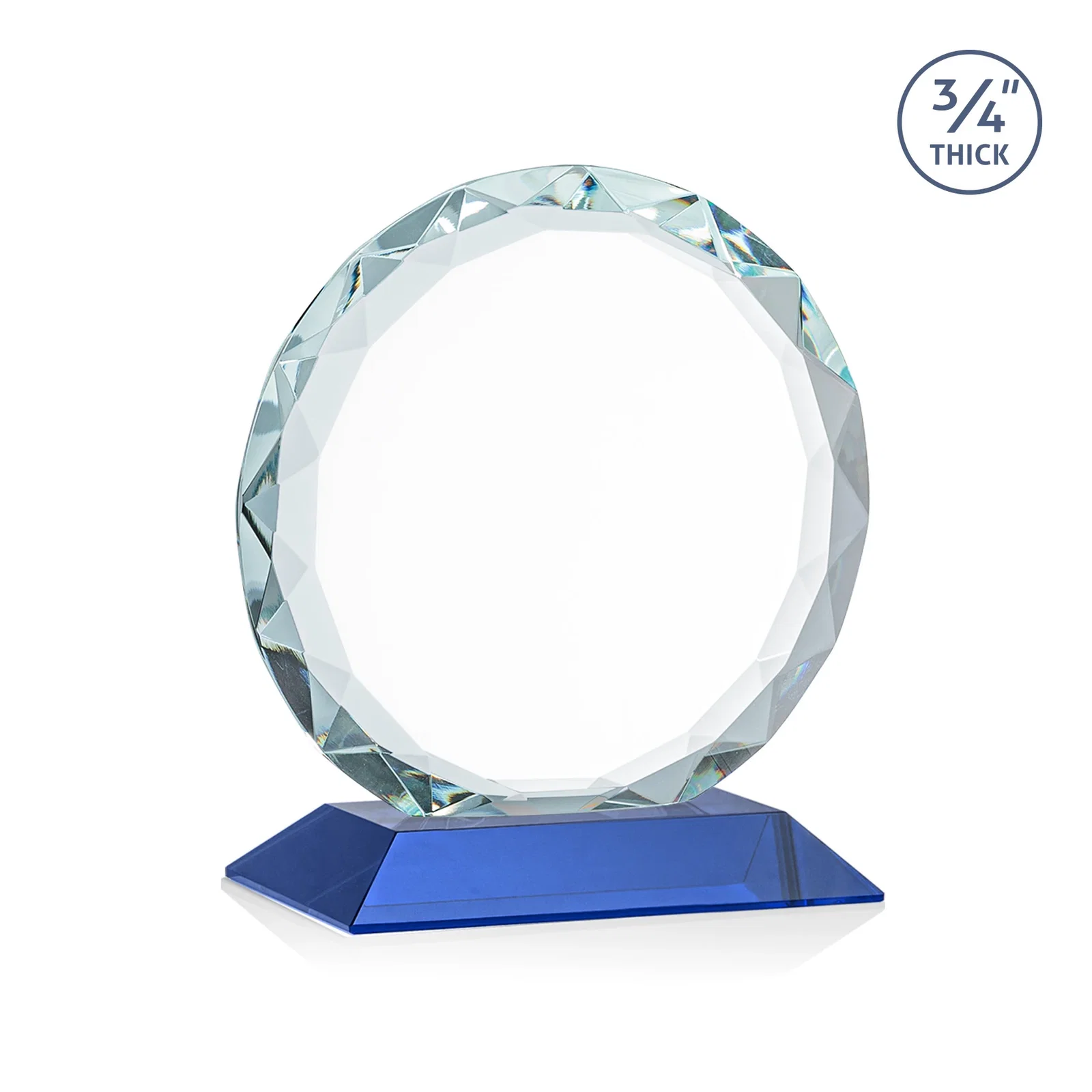 Custom printed Starfire Crystal Award With Gemstone Facets on a Wood or Crystal Base, with your logo for volunteer appreciation