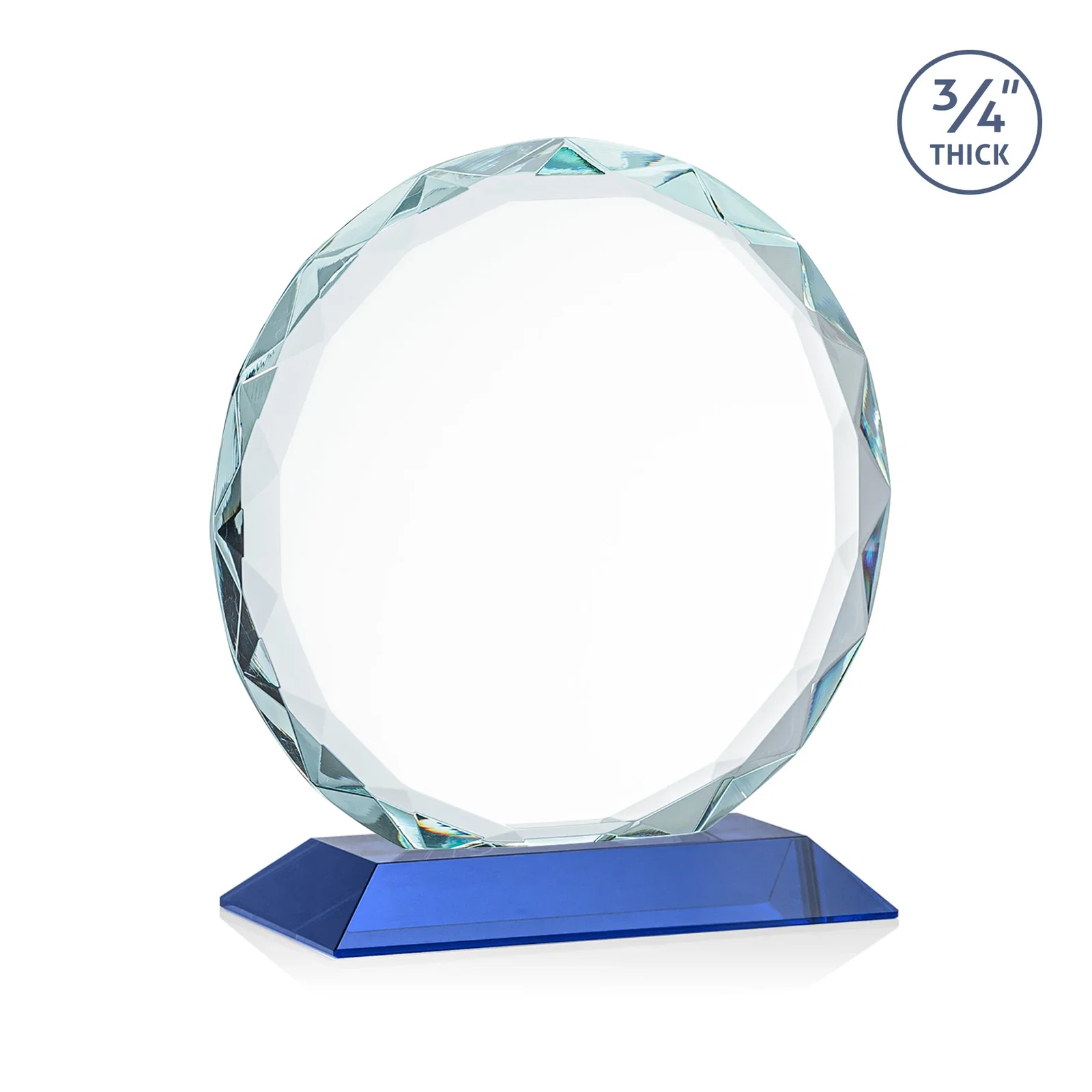 Custom printed Starfire Crystal Award With Gemstone Facets on a Wood or Crystal Base, with your logo for dealer and partner awards
