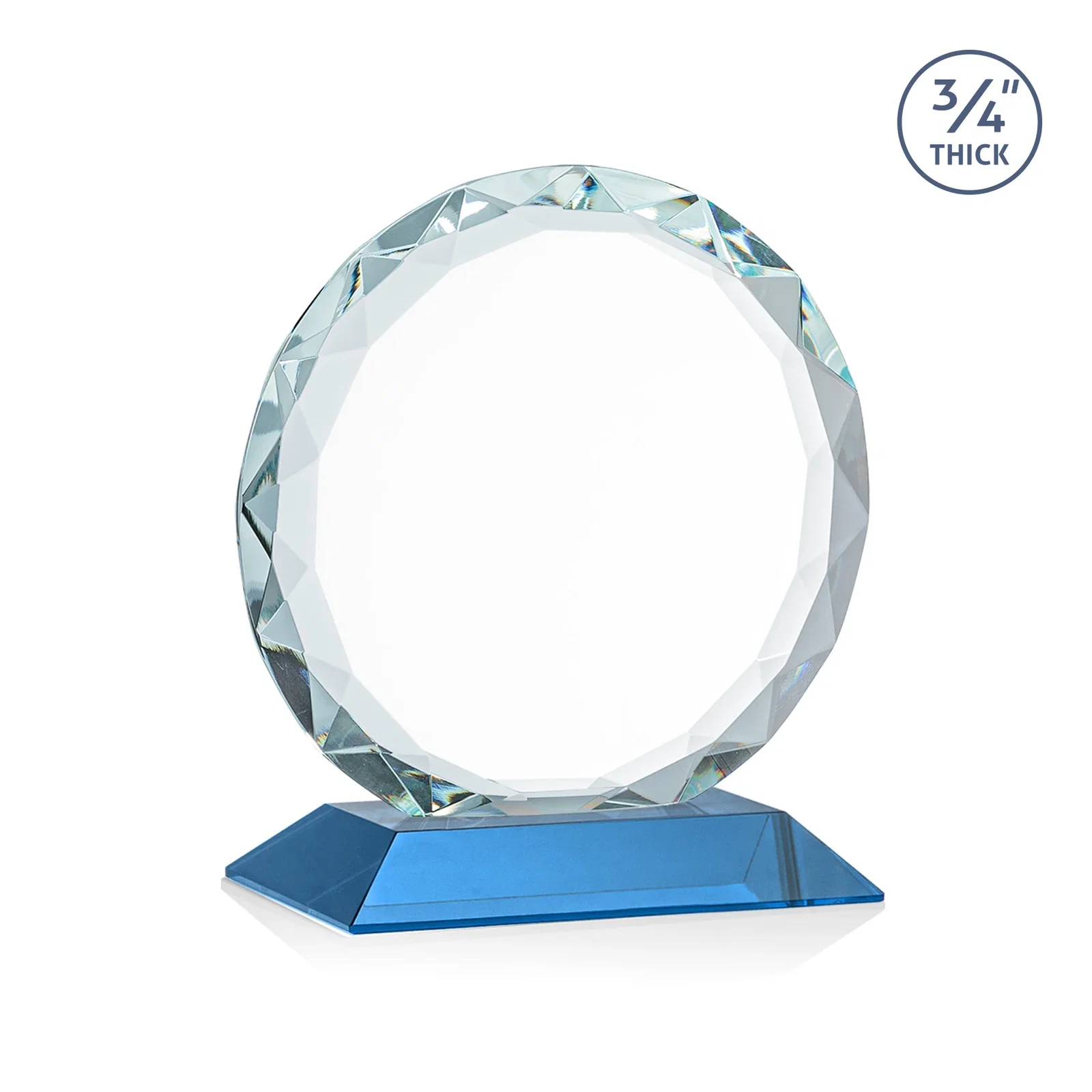 Customized Starfire Crystal Award With Gemstone Facets on a Wood or Crystal Base, with your logo for team milestone celebrations