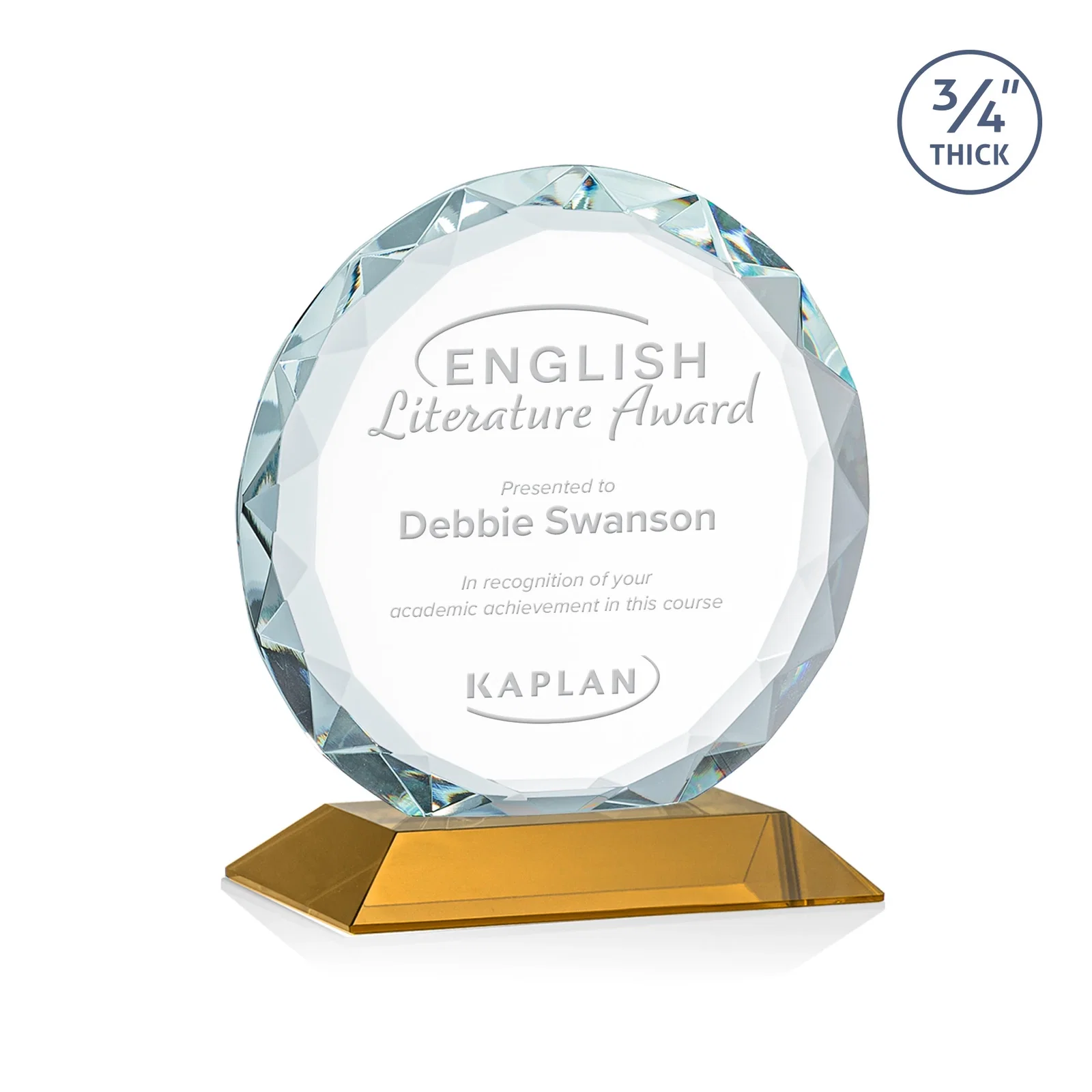 Personalized Starfire Crystal Award With Gemstone Facets on a Wood or Crystal Base for service anniversary gifts
