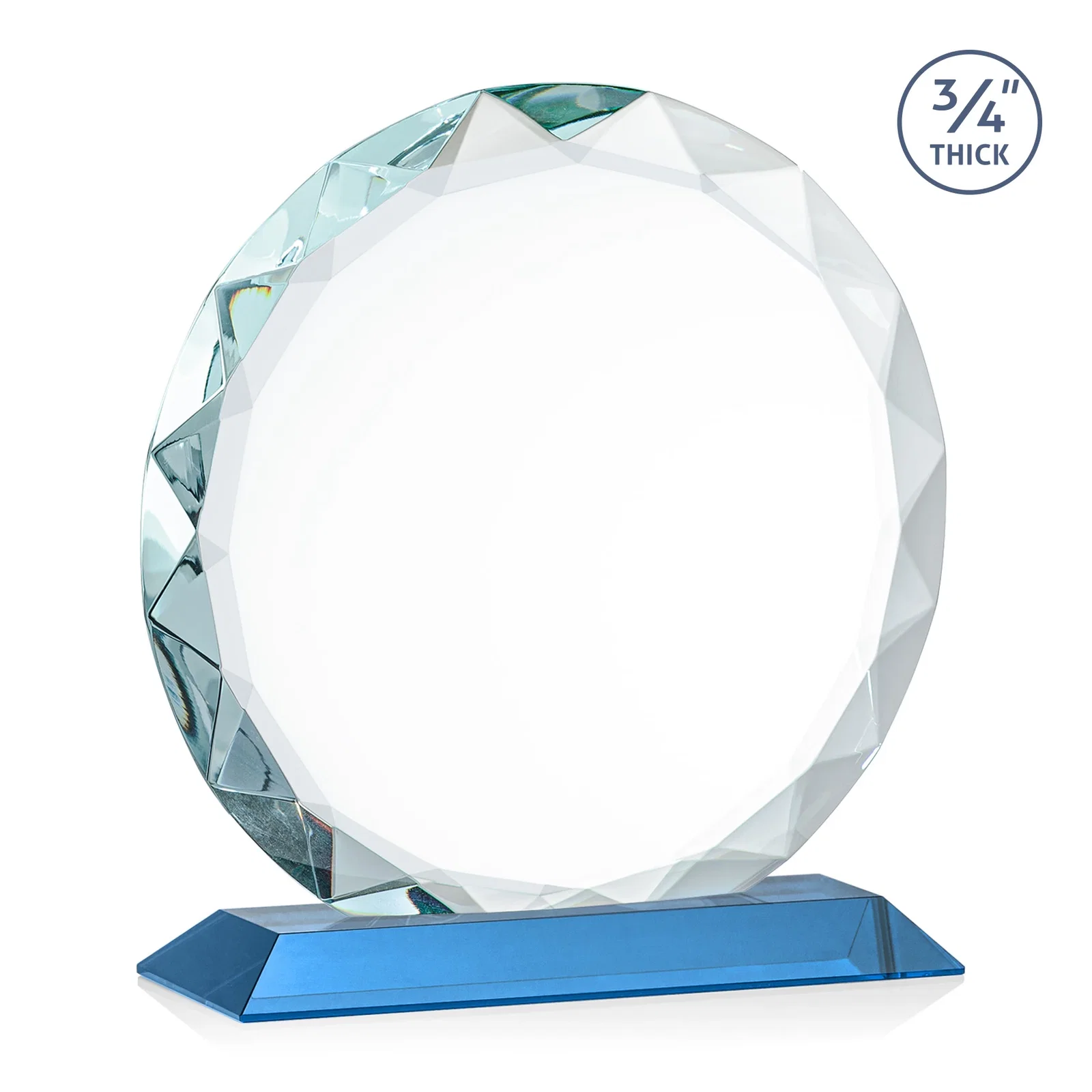 Customized Starfire Crystal Award With Gemstone Facets on a Wood or Crystal Base, with your logo for safety achievement programs