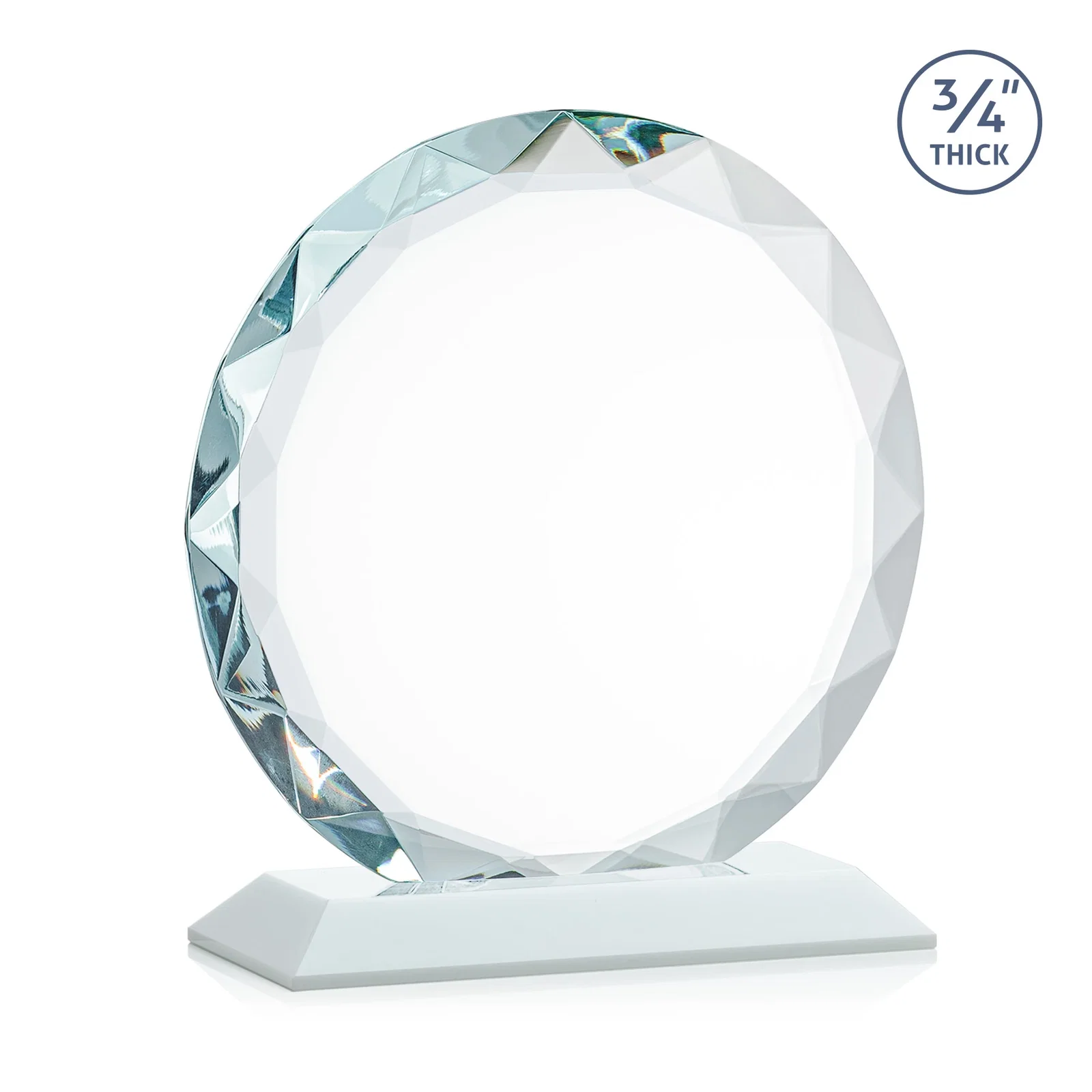 Customized Starfire Crystal Award With Gemstone Facets on a Wood or Crystal Base, with your logo for company anniversary events