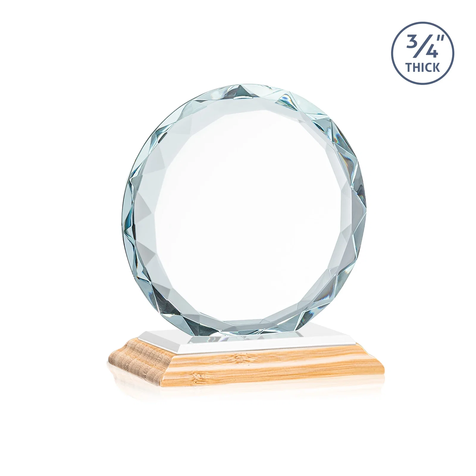 Custom engraved Starfire Crystal Award With Gemstone Facets on a Wood or Crystal Base, with your logo for donor appreciation