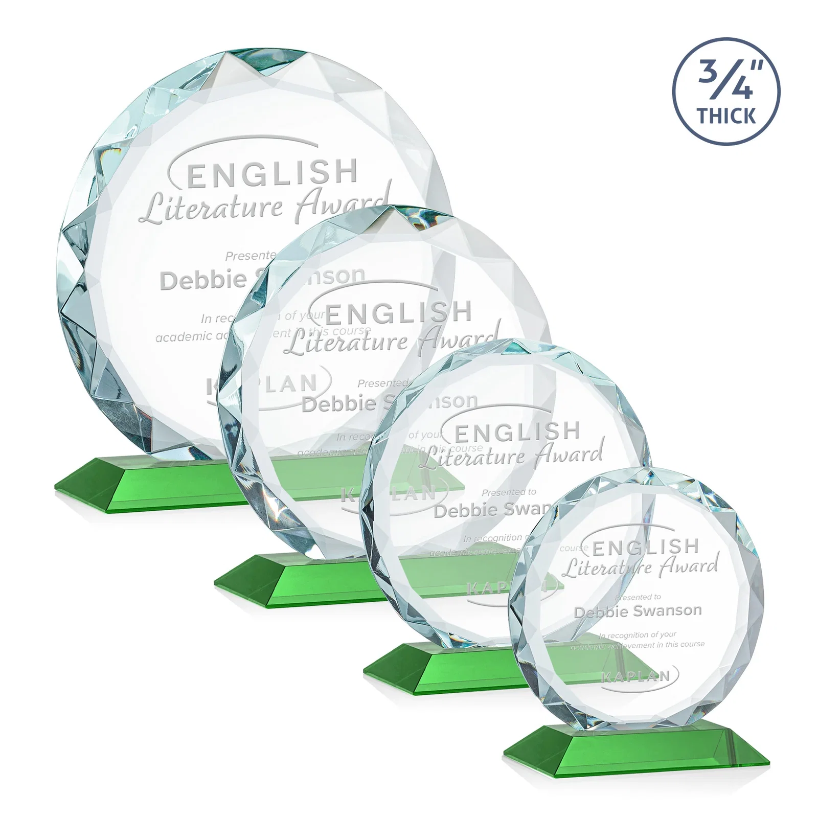 Personalized Starfire Crystal Award With Gemstone Facets on a Wood or Crystal Base for donor appreciation