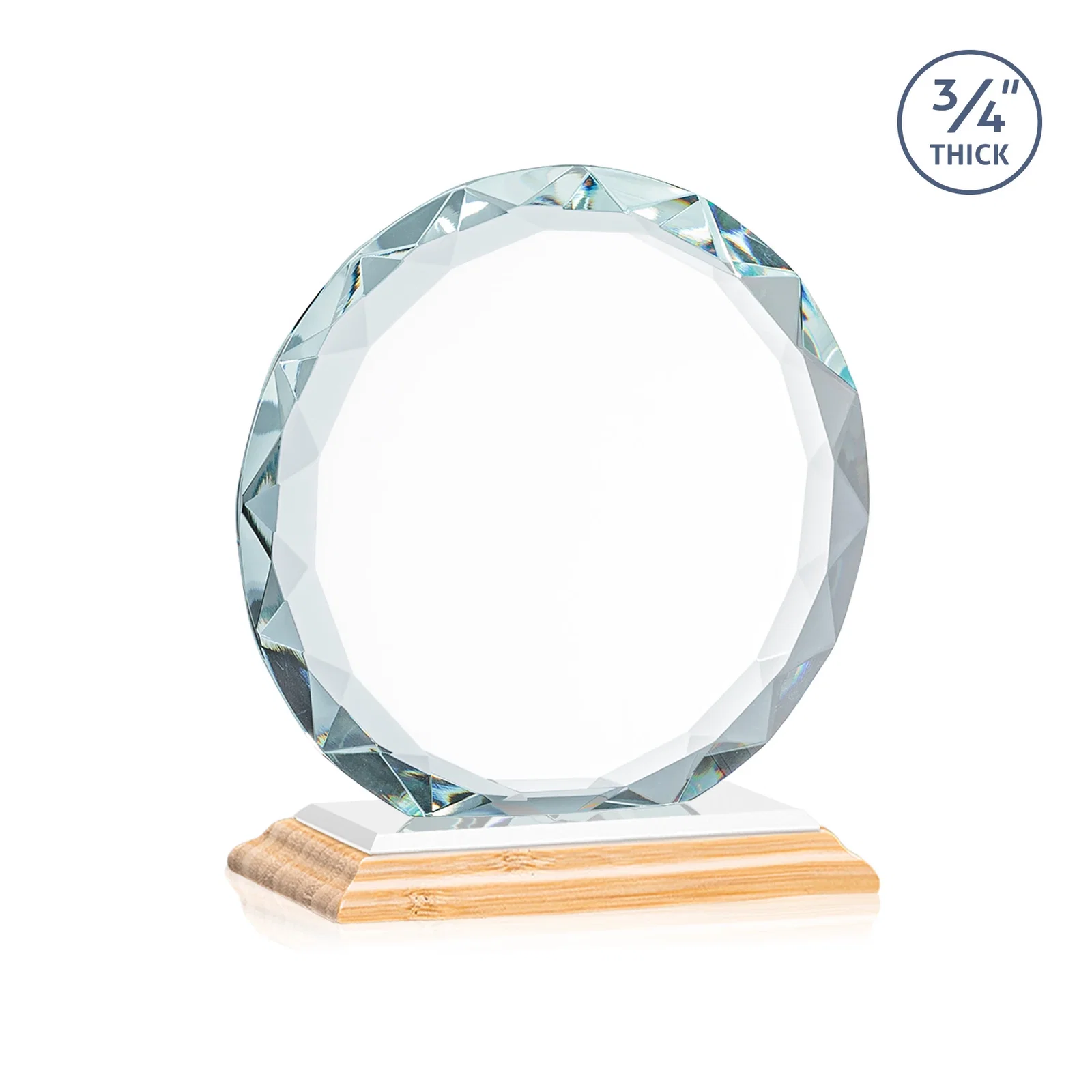 Custom engraved Starfire Crystal Award With Gemstone Facets on a Wood or Crystal Base, with your logo for graduation ceremonies
