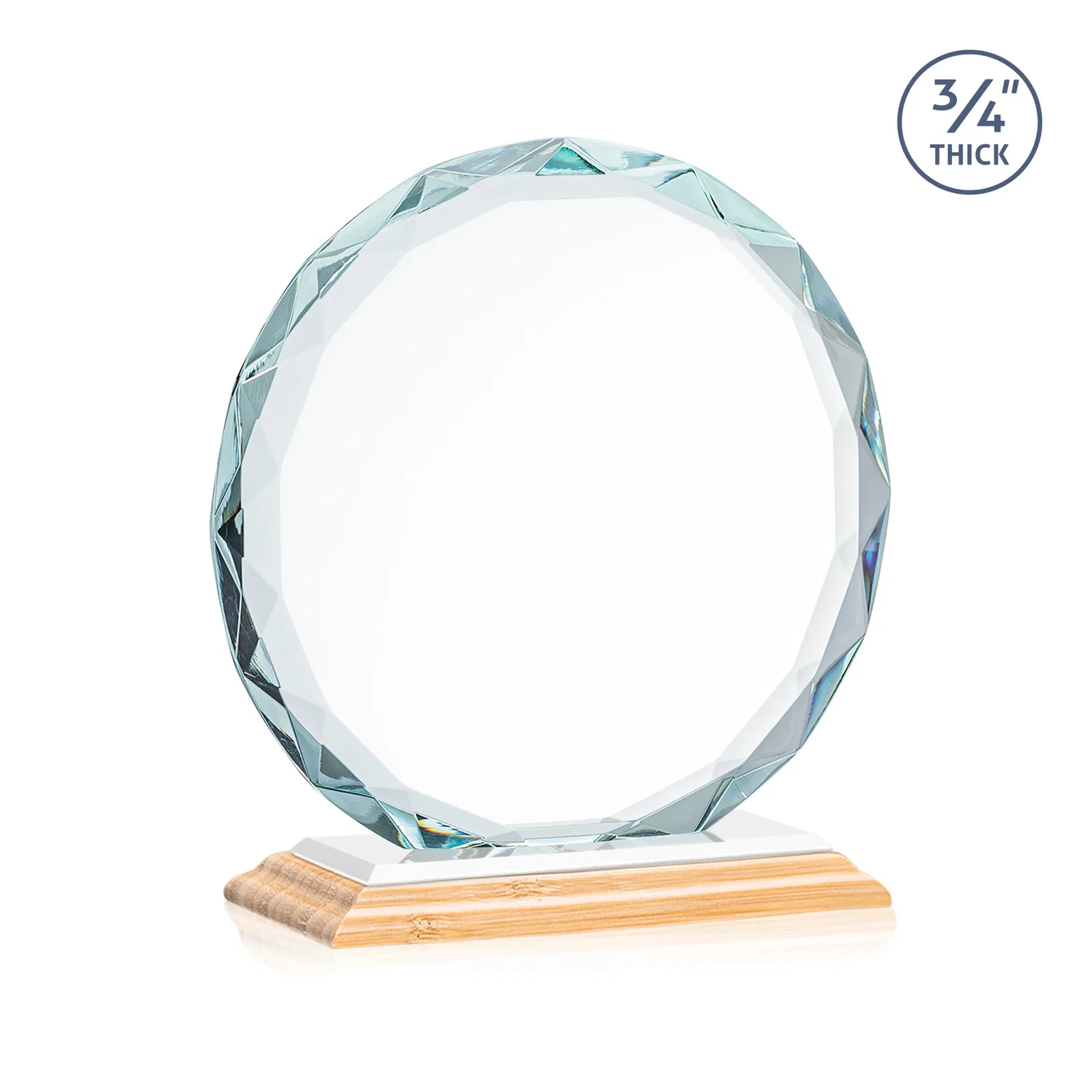 Custom engraved Starfire Crystal Award With Gemstone Facets on a Wood or Crystal Base, with your logo for safety achievement programs