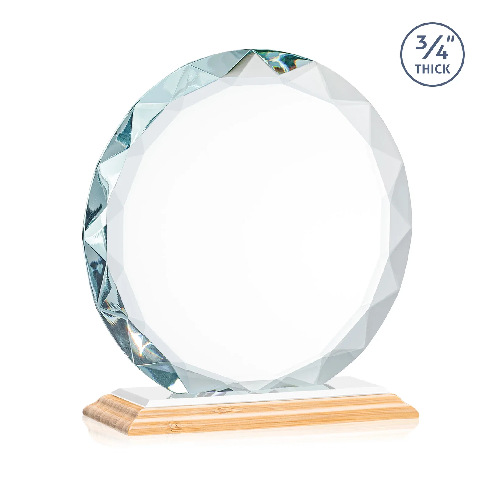 Custom engraved Starfire Crystal Award With Gemstone Facets on a Wood or Crystal Base, with your logo for volunteer appreciation