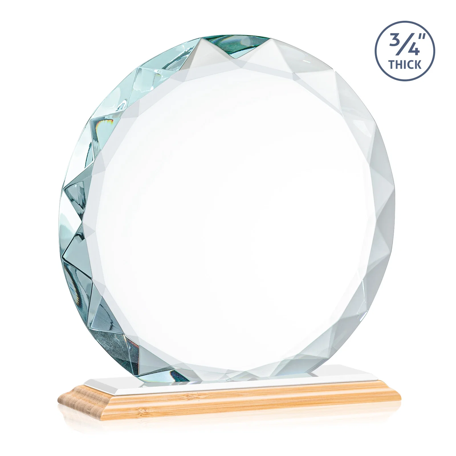 Custom engraved Starfire Crystal Award With Gemstone Facets on a Wood or Crystal Base, with your logo for dealer and partner awards