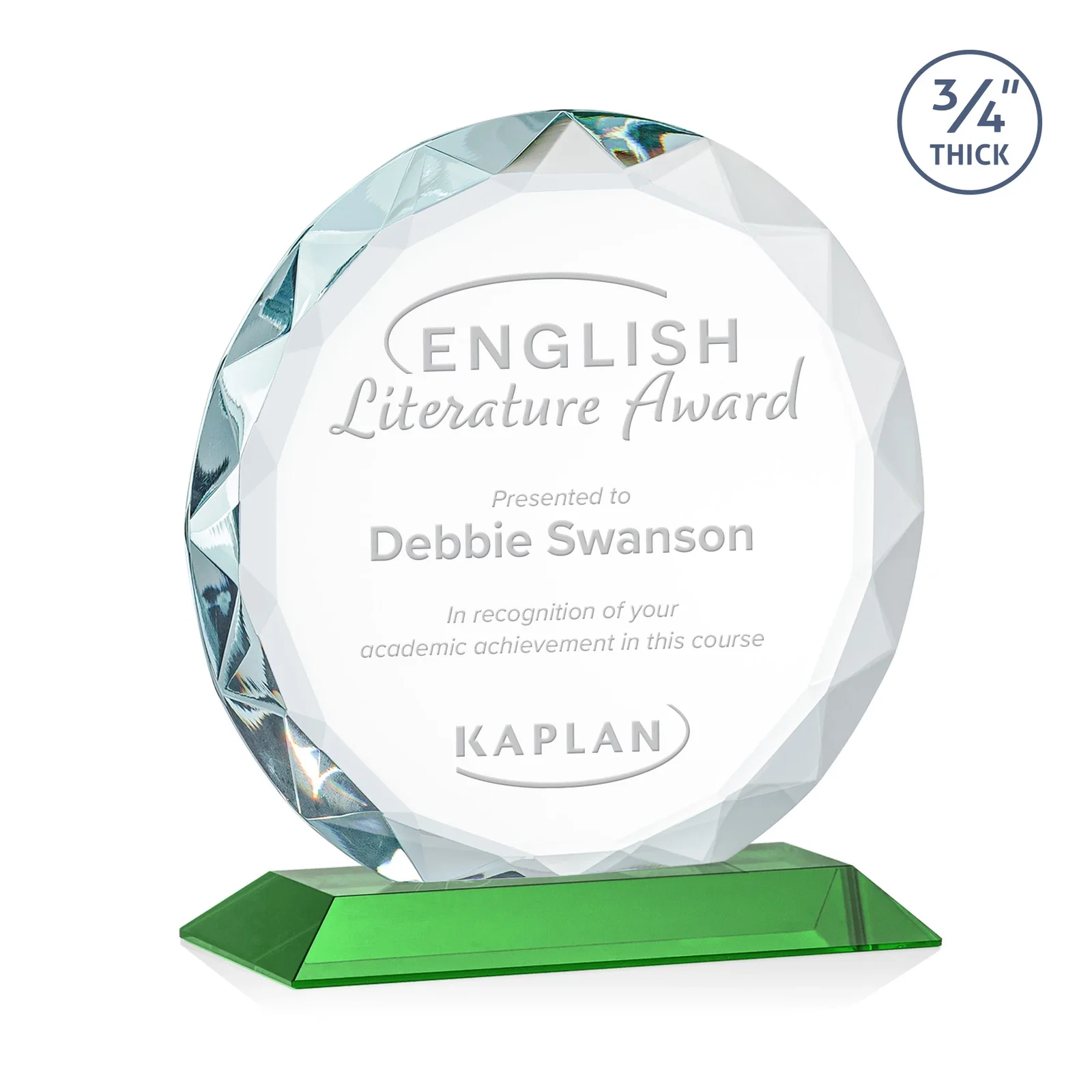 Personalized Starfire Crystal Award With Gemstone Facets on a Wood or Crystal Base for volunteer appreciation
