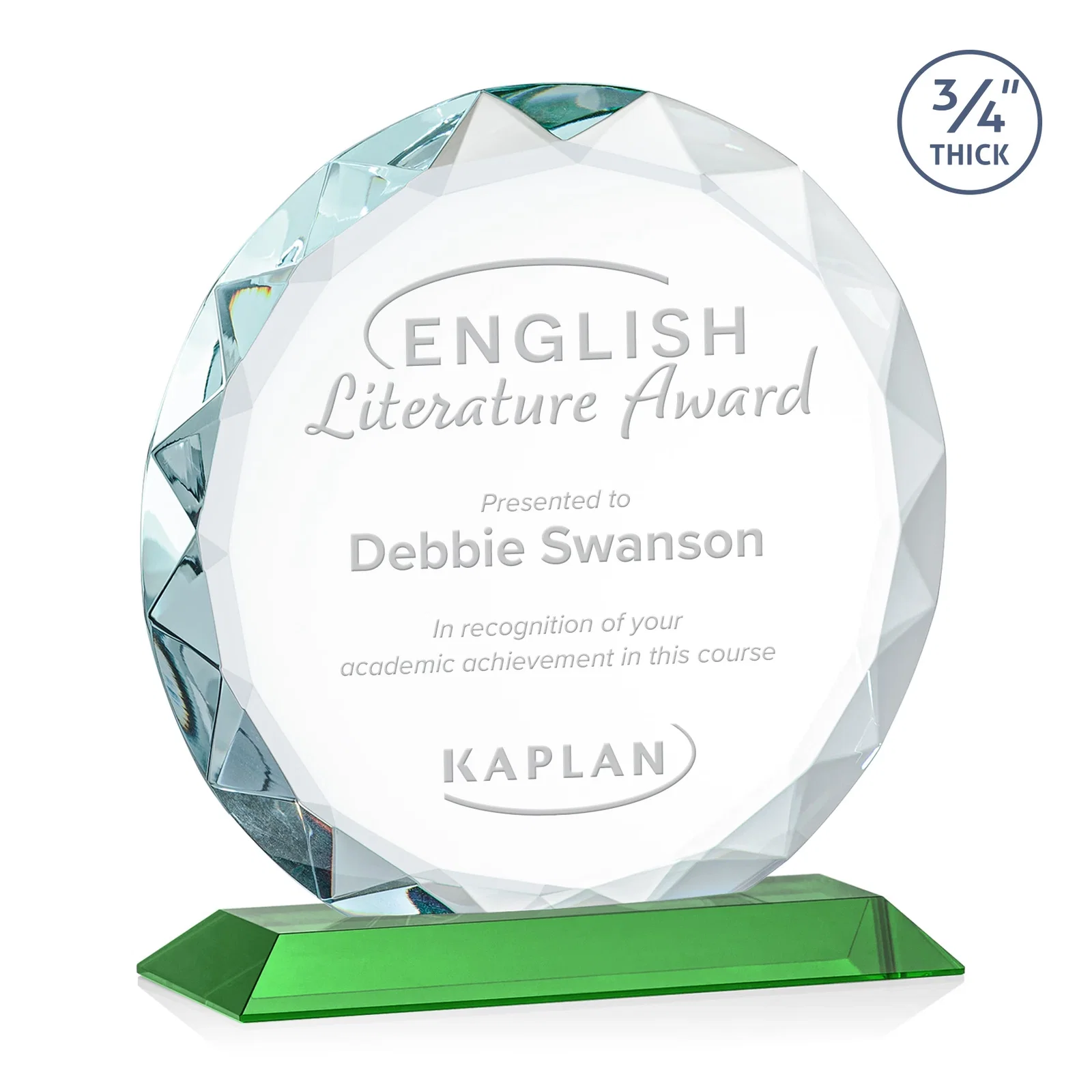 Personalized Starfire Crystal Award With Gemstone Facets on a Wood or Crystal Base for dealer and partner awards