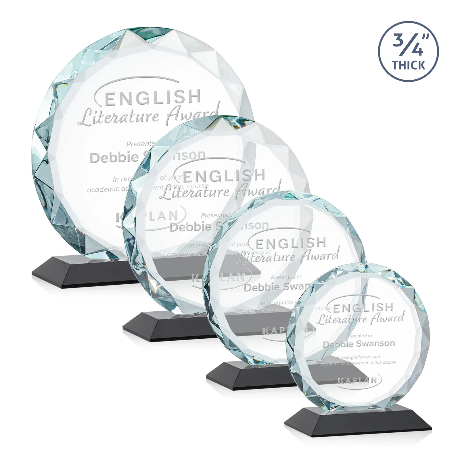 Personalized Starfire Crystal Award With Gemstone Facets on a Wood or Crystal Base for company anniversary events