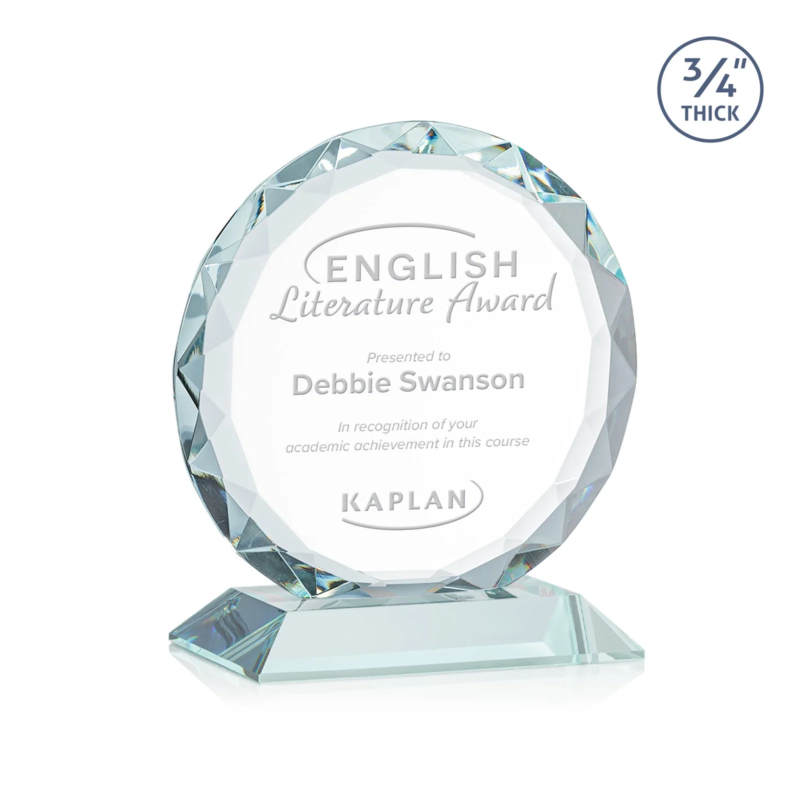 Custom Starfire Crystal Award With Gemstone Facets on a Wood or Crystal Base for service anniversary gifts