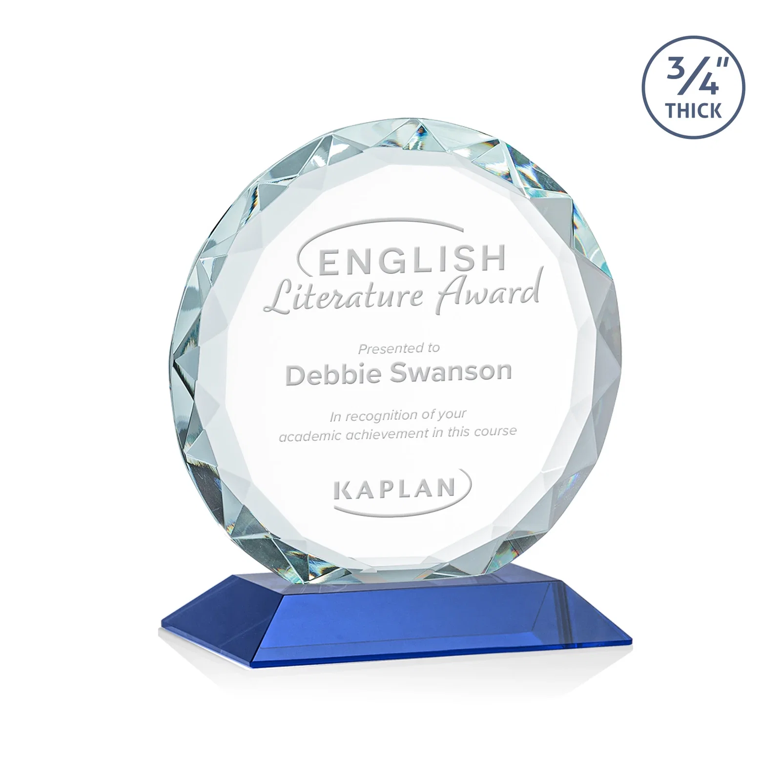 Promotional Starfire Crystal Award With Gemstone Facets on a Wood or Crystal Base for team milestone celebrations