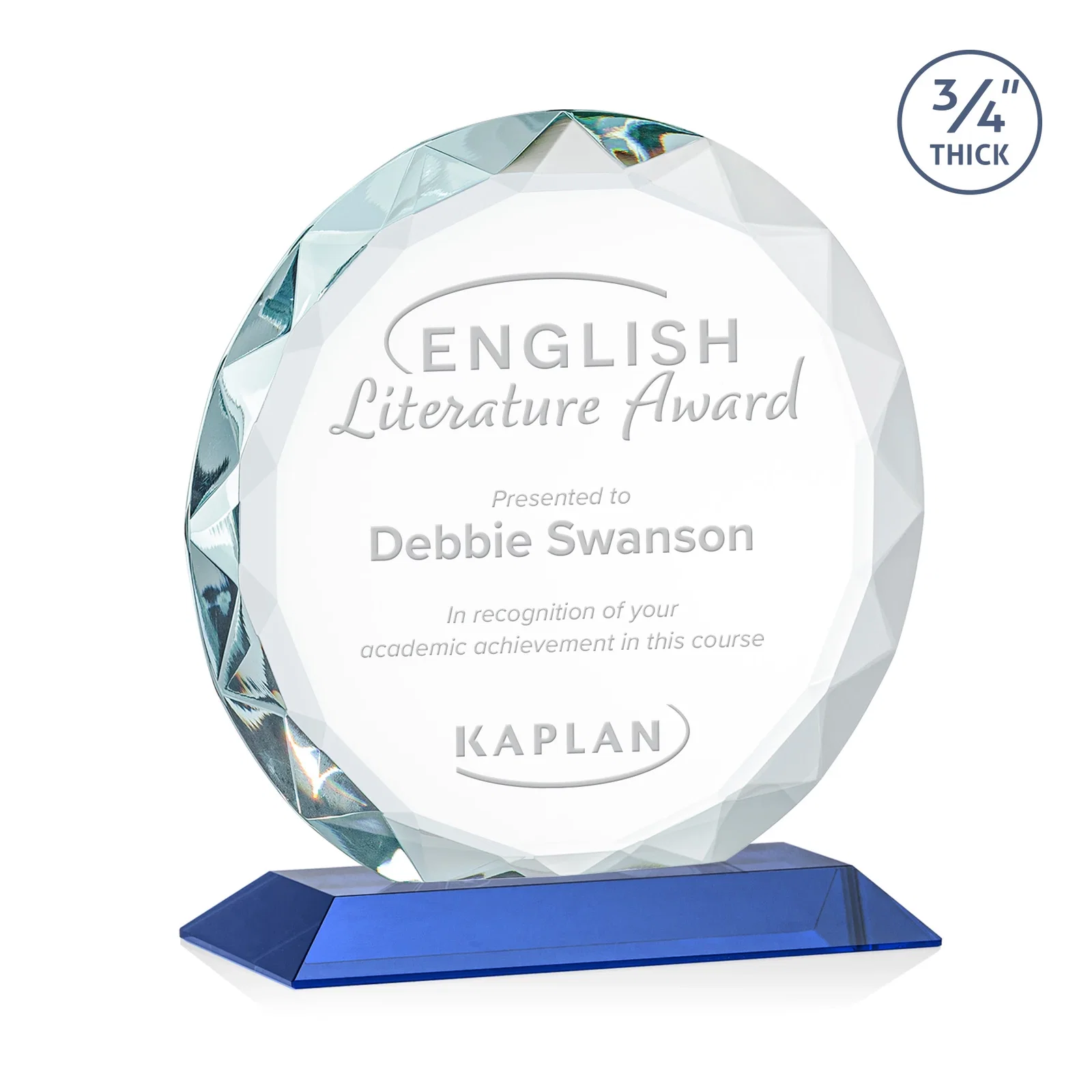 Promotional Starfire Crystal Award With Gemstone Facets on a Wood or Crystal Base for graduation ceremonies