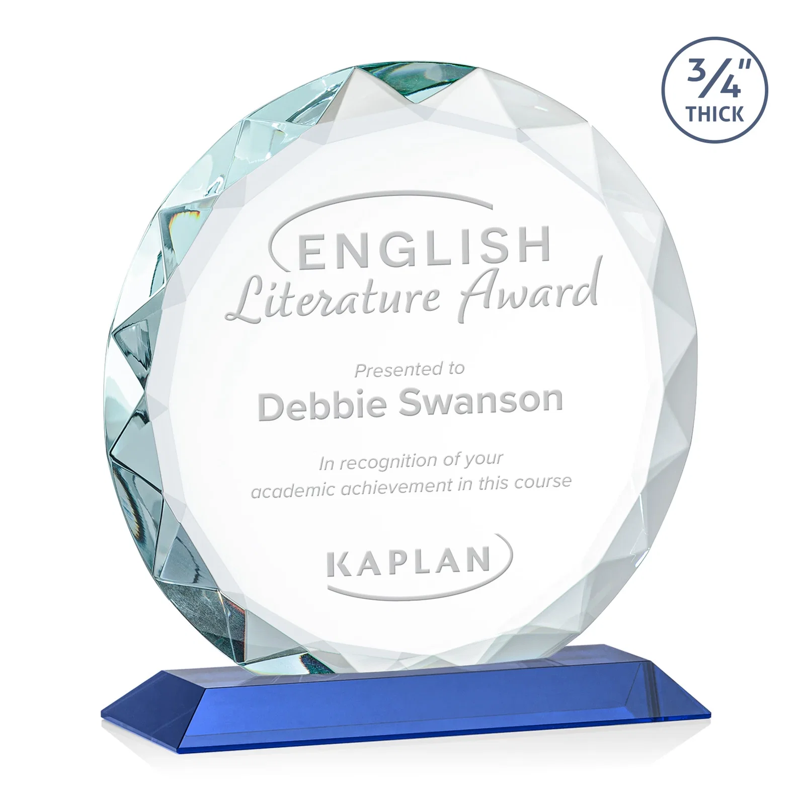 Promotional Starfire Crystal Award With Gemstone Facets on a Wood or Crystal Base for safety achievement programs