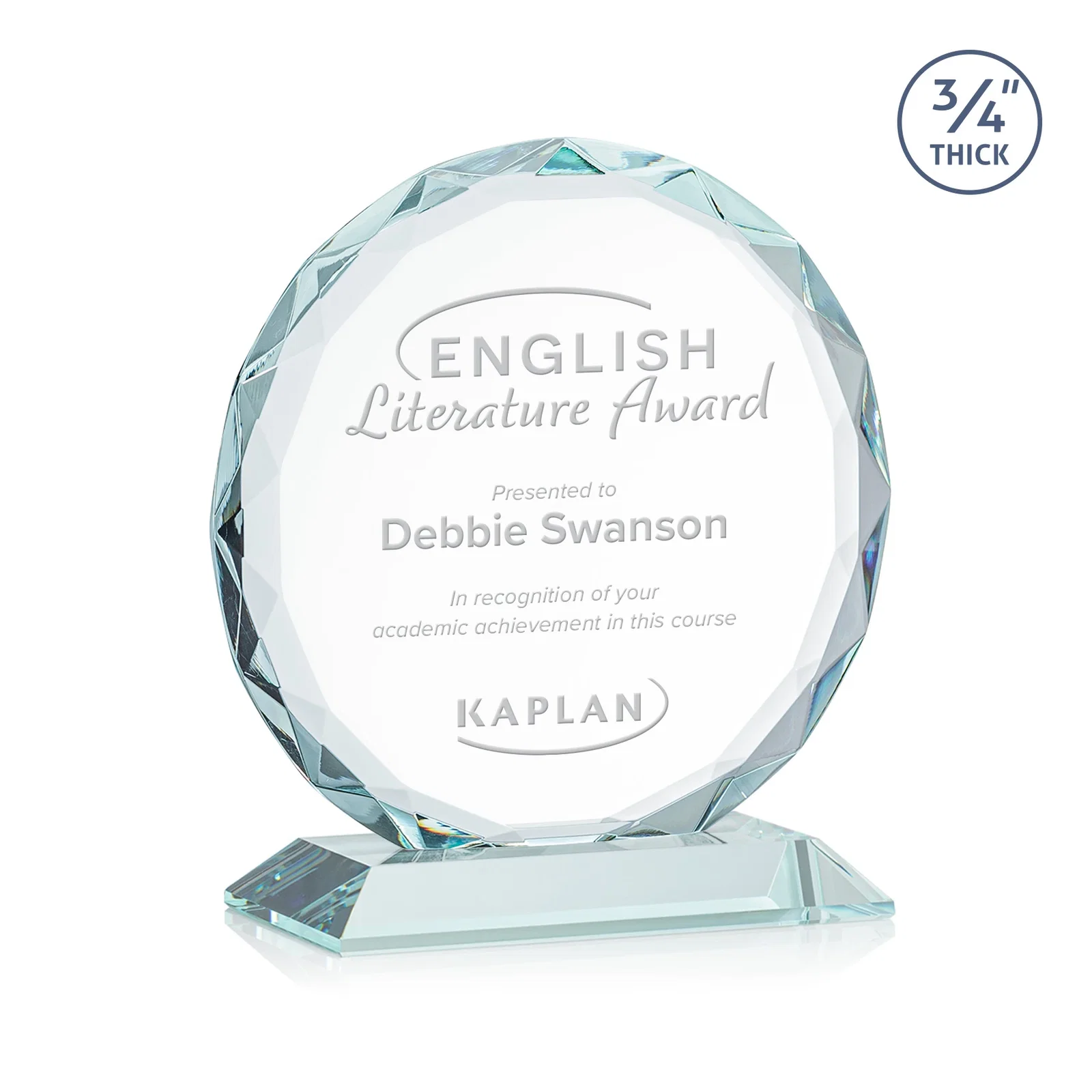 Custom Starfire Crystal Award With Gemstone Facets on a Wood or Crystal Base for sales achievement awards