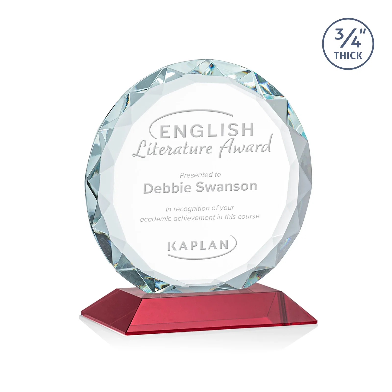 Promotional Starfire Crystal Award With Gemstone Facets on a Wood or Crystal Base for dealer and partner awards