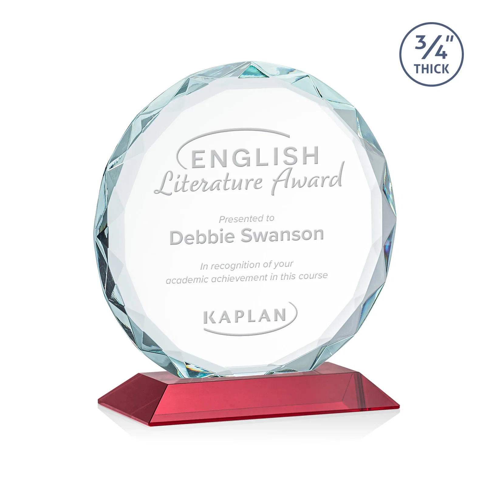 Promotional Starfire Crystal Award With Gemstone Facets on a Wood or Crystal Base for company anniversary events