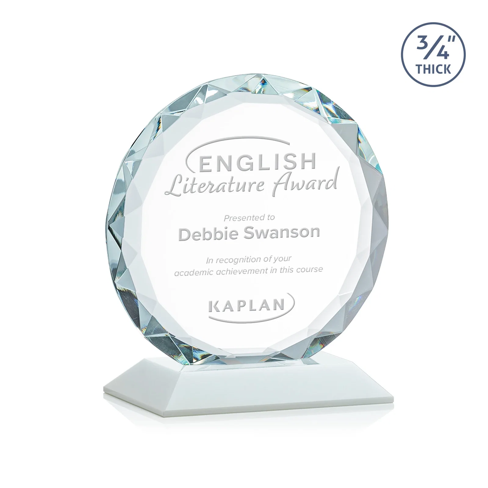 Branded Starfire Crystal Award With Gemstone Facets on a Wood or Crystal Base for safety achievement programs