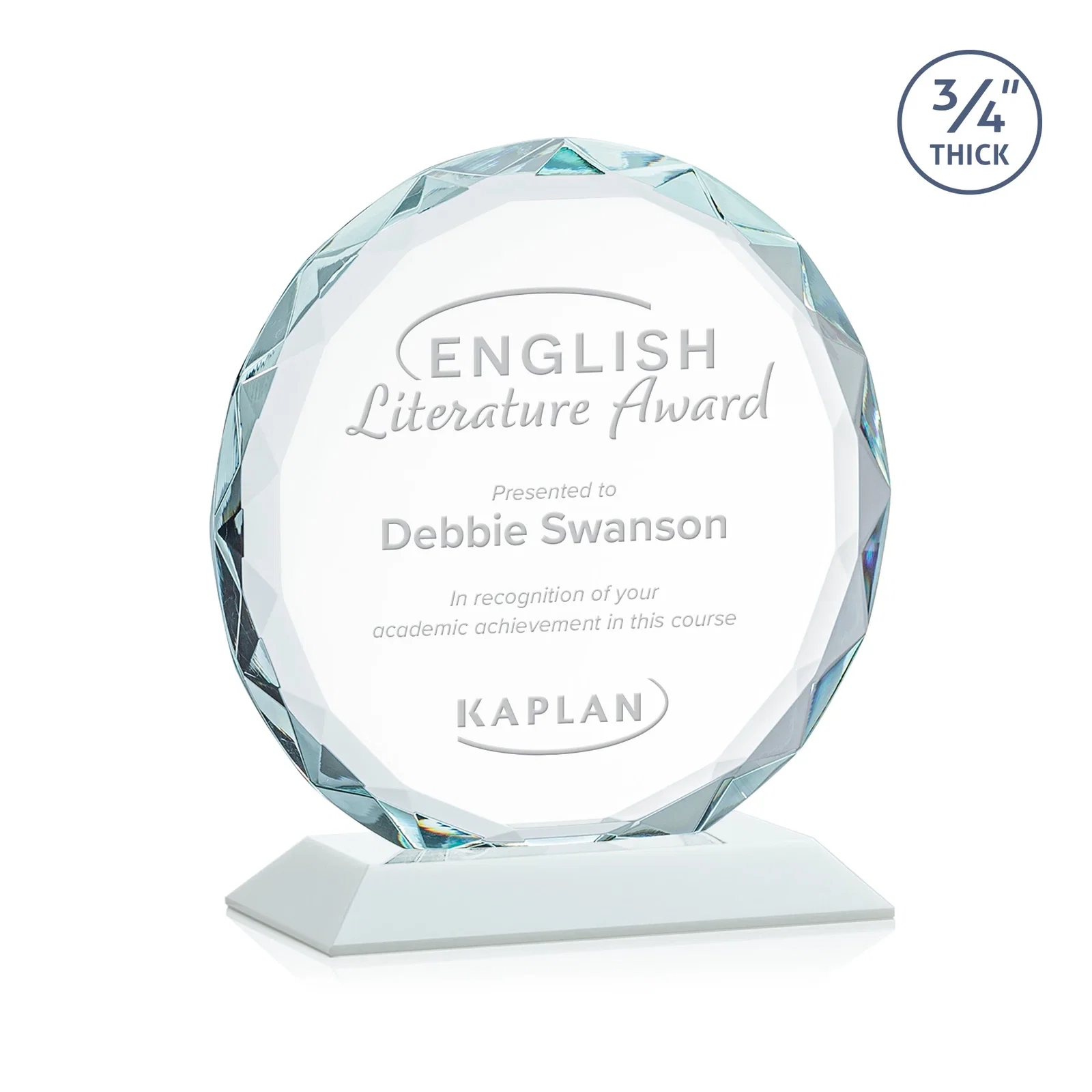 Branded Starfire Crystal Award With Gemstone Facets on a Wood or Crystal Base for volunteer appreciation
