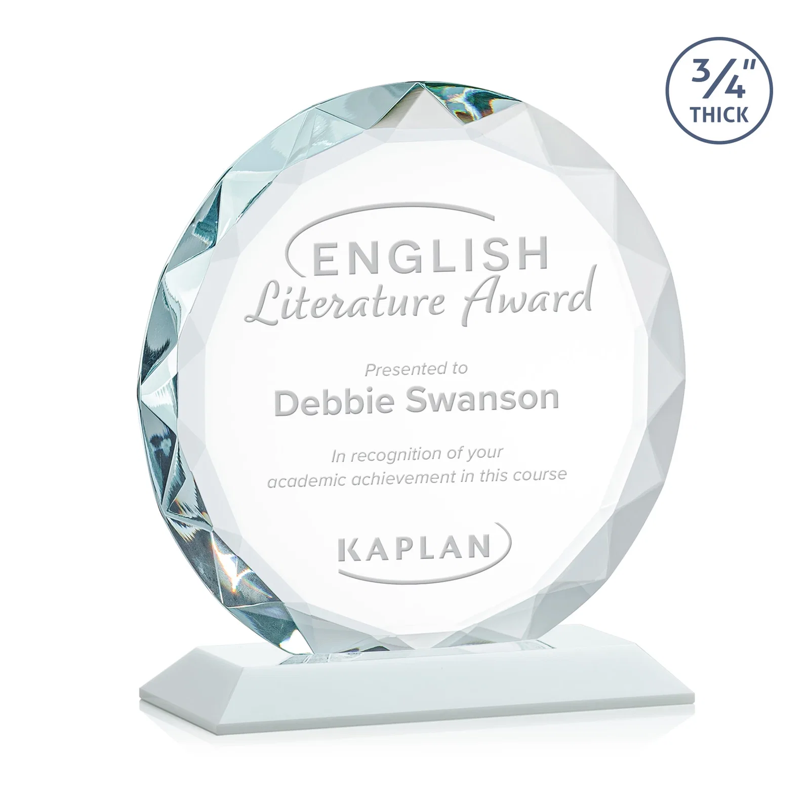 Branded Starfire Crystal Award With Gemstone Facets on a Wood or Crystal Base for dealer and partner awards