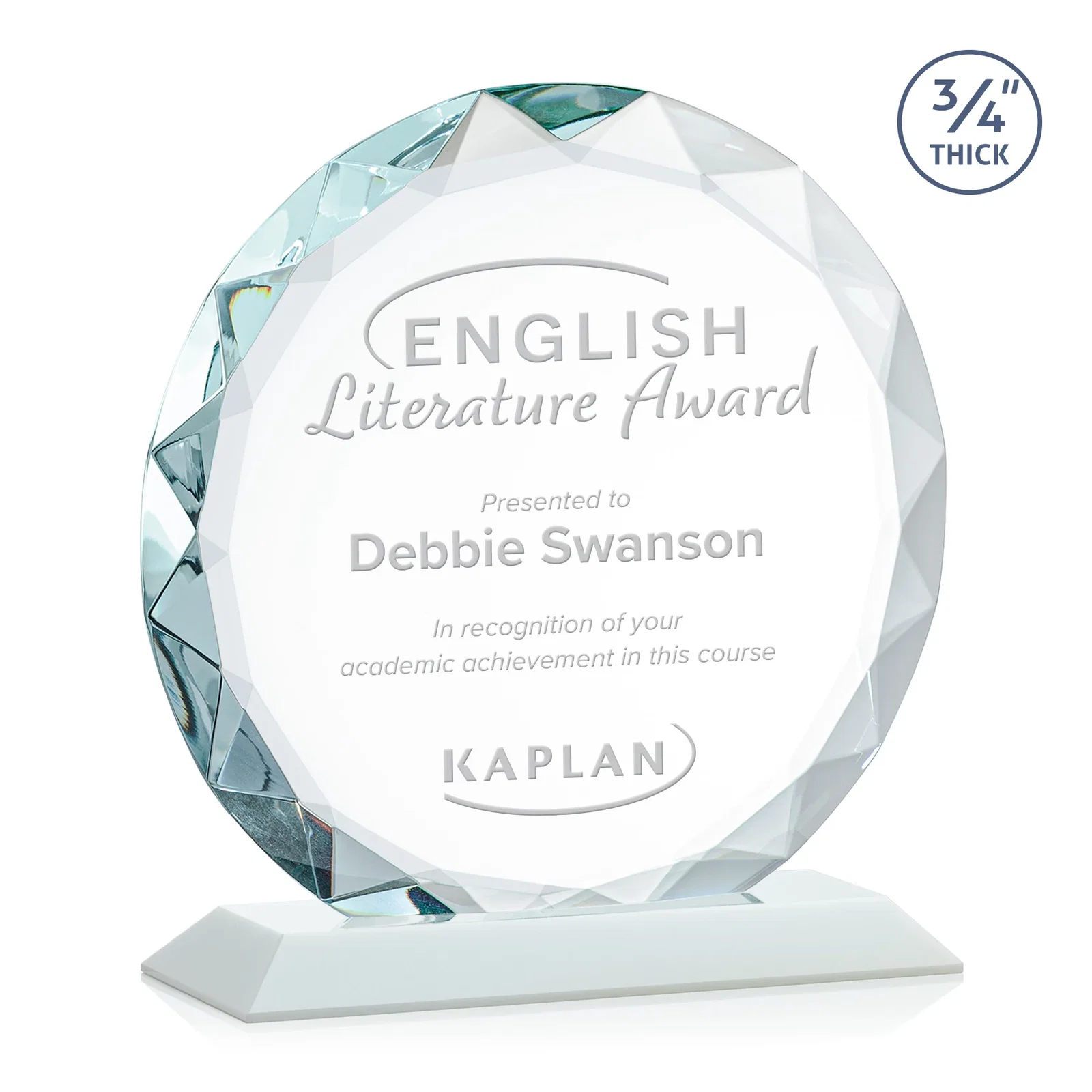 Branded Starfire Crystal Award With Gemstone Facets on a Wood or Crystal Base for company anniversary events