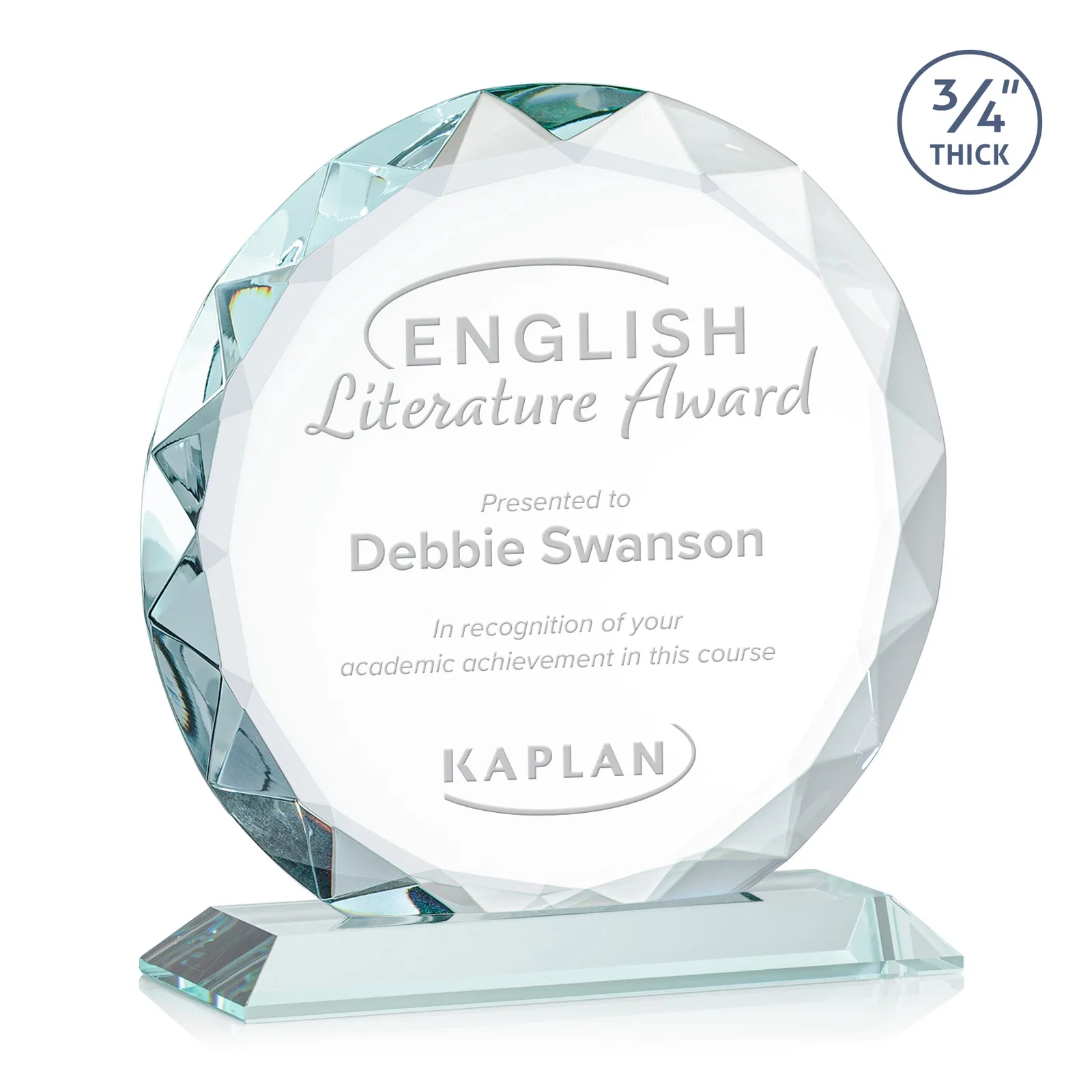 Custom Starfire Crystal Award With Gemstone Facets on a Wood or Crystal Base for team milestone celebrations