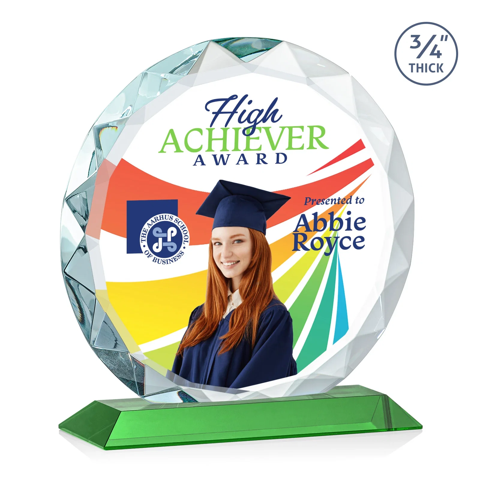 Customized Starfire Crystal Award With Gemstone Facets on a Wood or Crystal Base for volunteer appreciation
