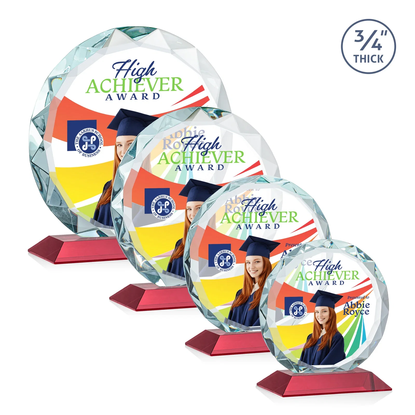 Custom engraved Starfire Crystal Award With Gemstone Facets on a Wood or Crystal Base for safety achievement programs
