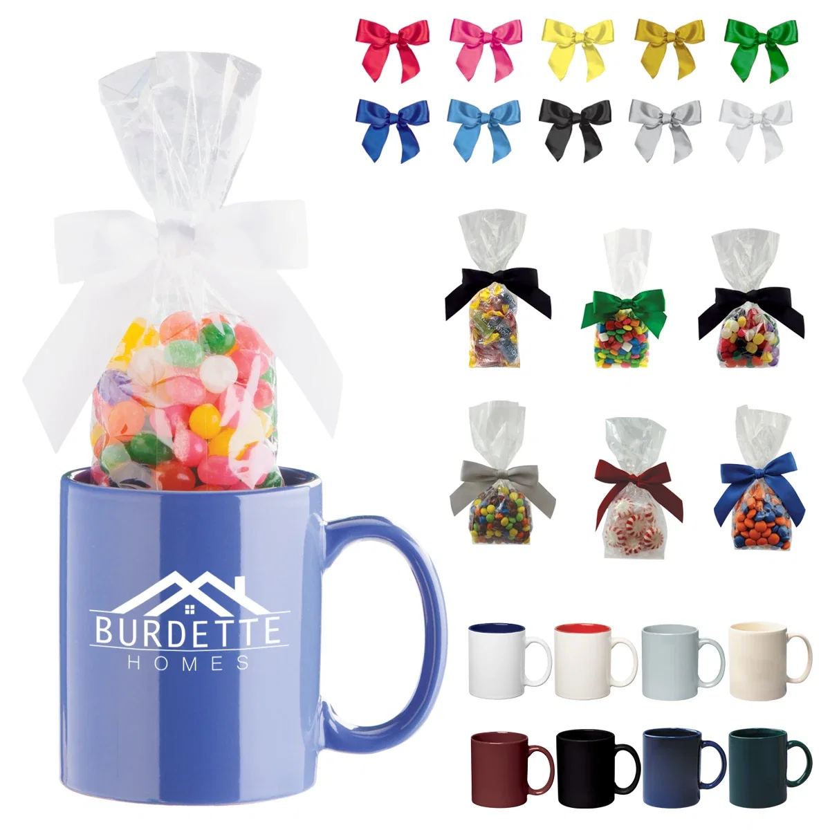 Sweets spilling out beside the four inch mug