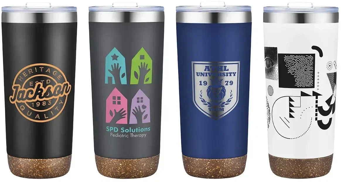 Cerano 22 oz Cork Base Vacuum Tumbler, custom branded promotional stainless steel tumbler, front view