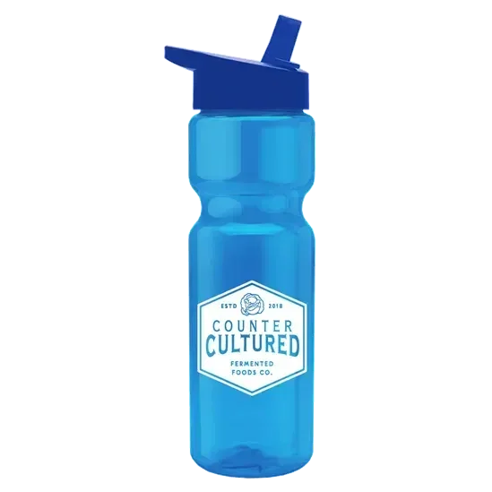 Custom Branded 28 oz. Transparent Bottle - Flip Straw Lid