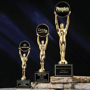 Gold Plated Champion Figure Award, Message Held Overhead
