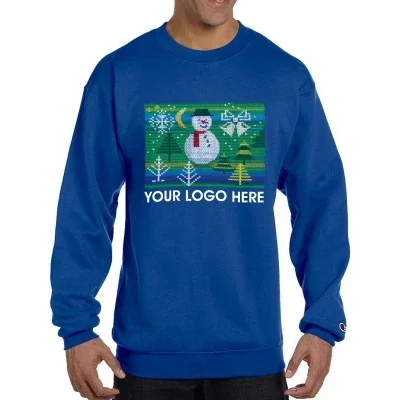 Navy pullover displayed front on for holiday party wear