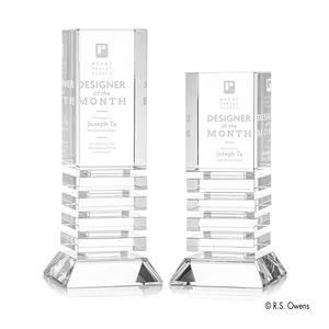 Optical Crystal Tower Award with Stacked Channel Layers