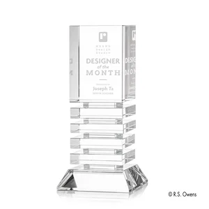 Optical Crystal Tower Award with Stacked Channel Layers