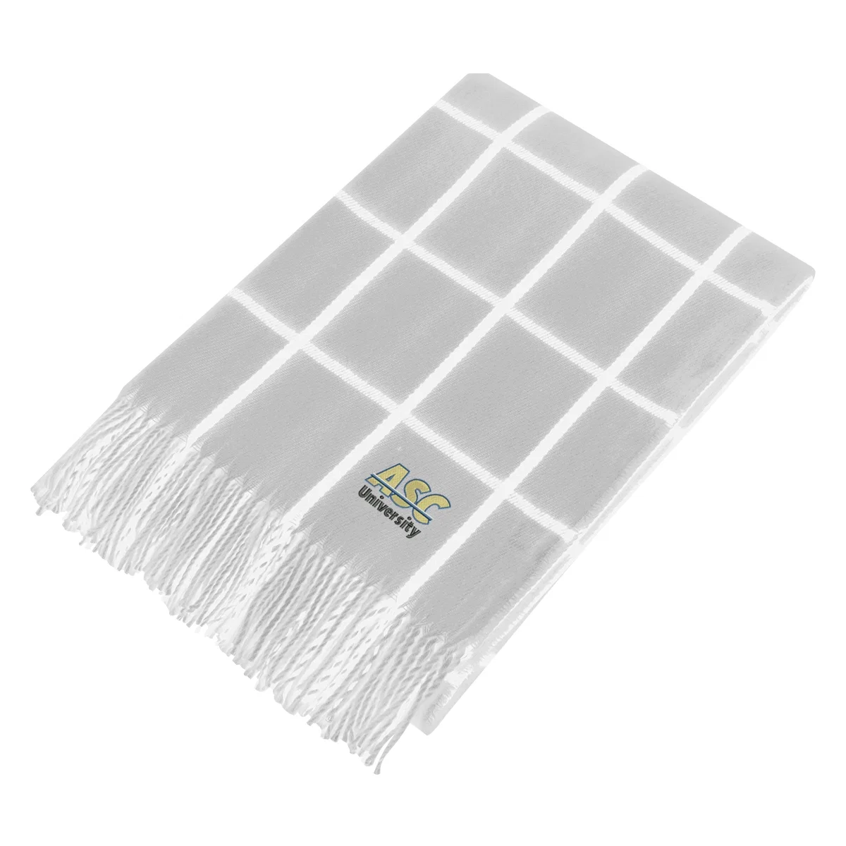 Knotted fringe along the blanket edge