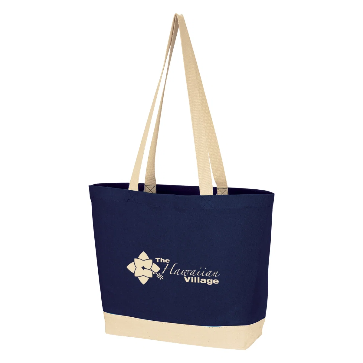 Cotton tote bag with two-tone panels and matching handles