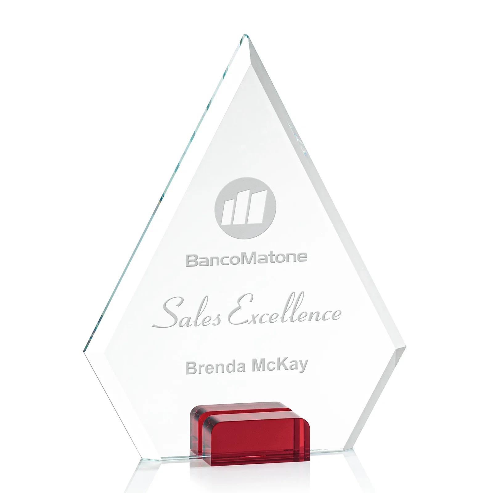 Personalized Starfire Crystal Diamond Award Wedged Between Sapphire Panes for graduation ceremonies
