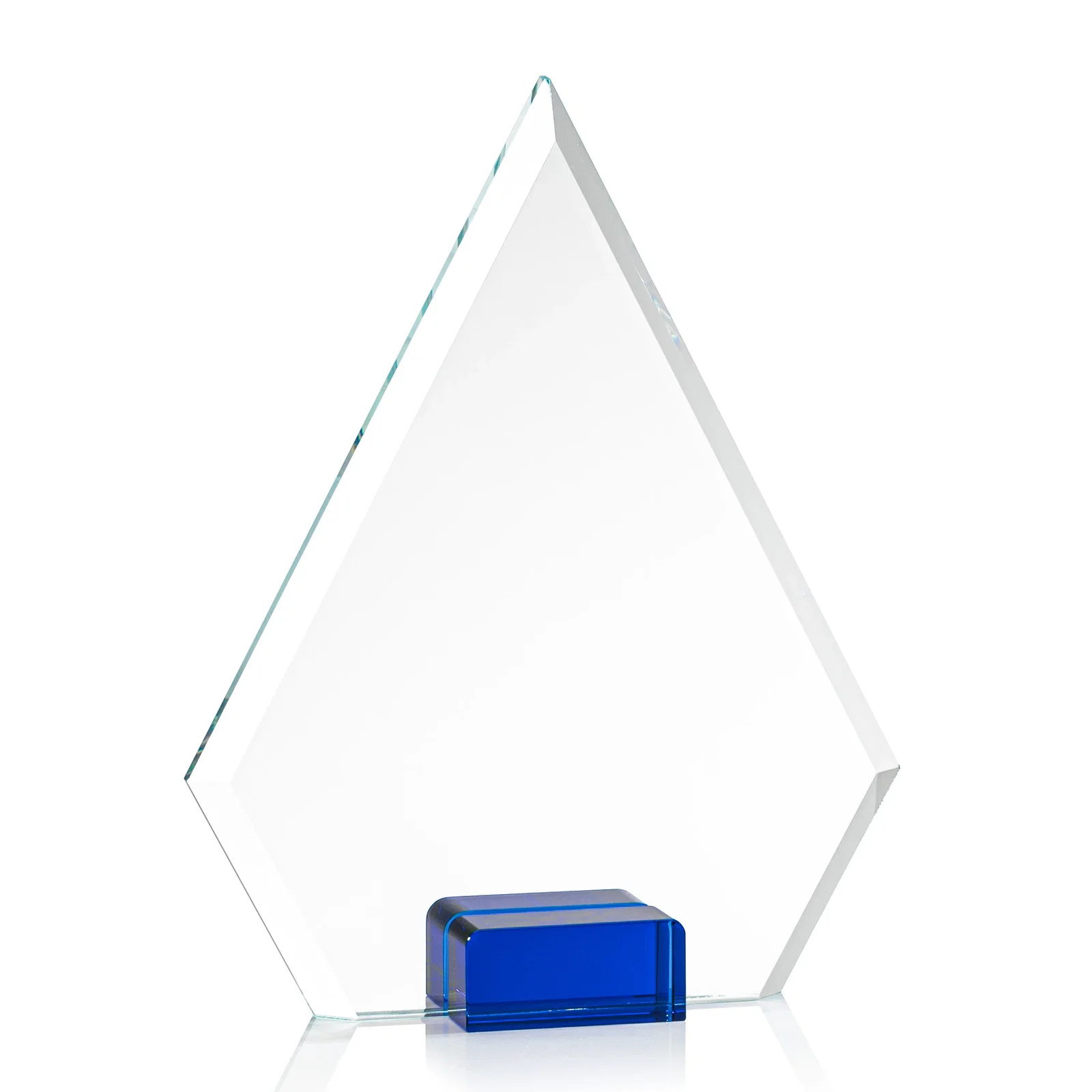 Branded Starfire Crystal Diamond Award Wedged Between Sapphire Panes for donor appreciation