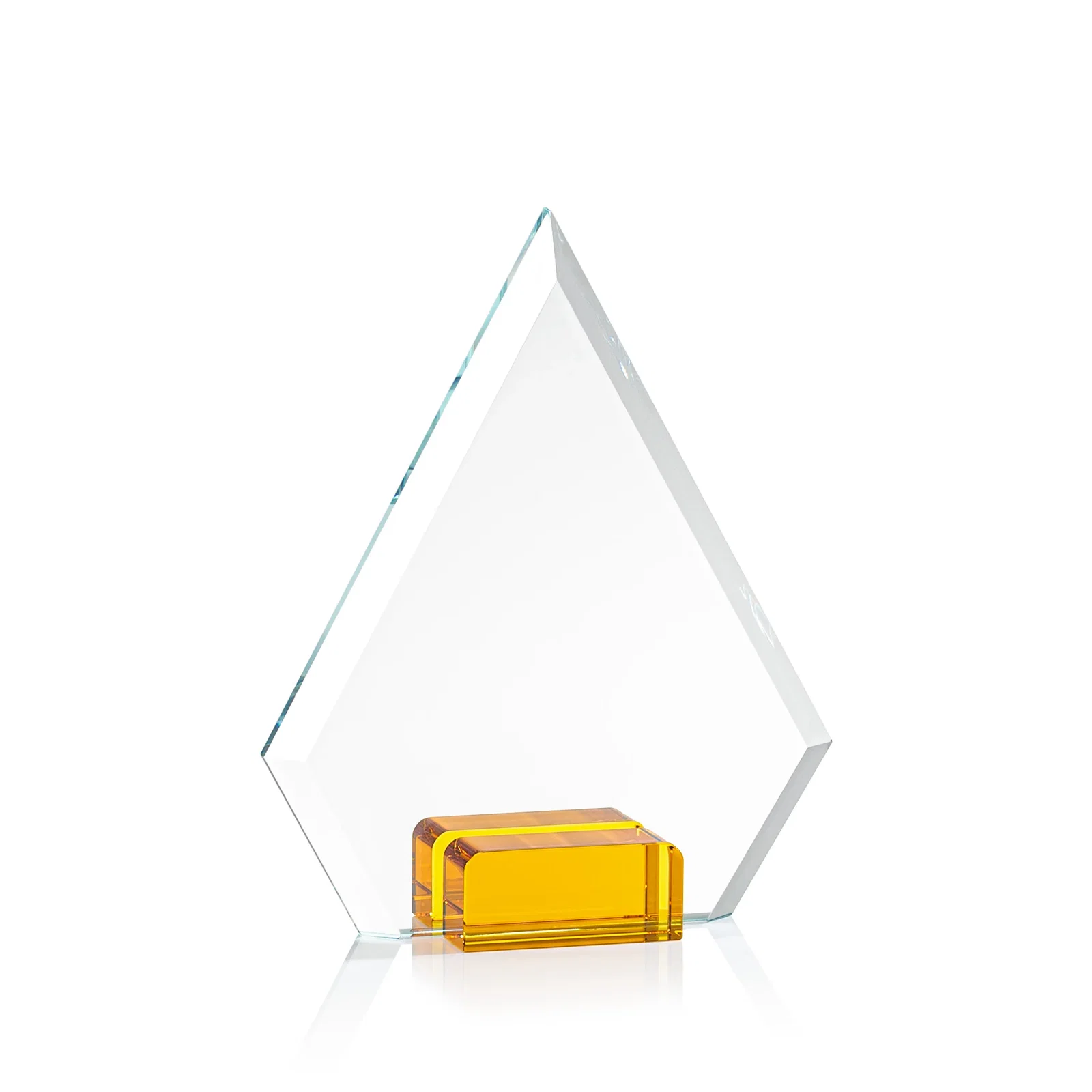 Branded Starfire Crystal Diamond Award Wedged Between Sapphire Panes for graduation ceremonies