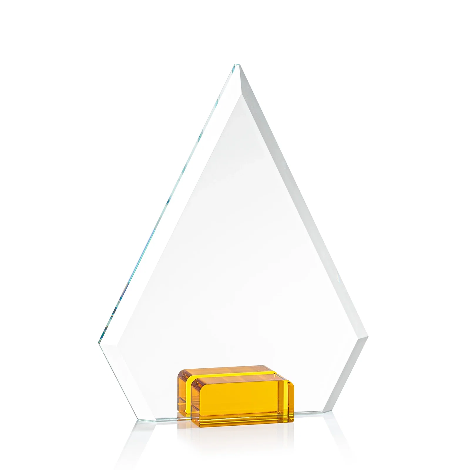 Branded Starfire Crystal Diamond Award Wedged Between Sapphire Panes for safety achievement programs
