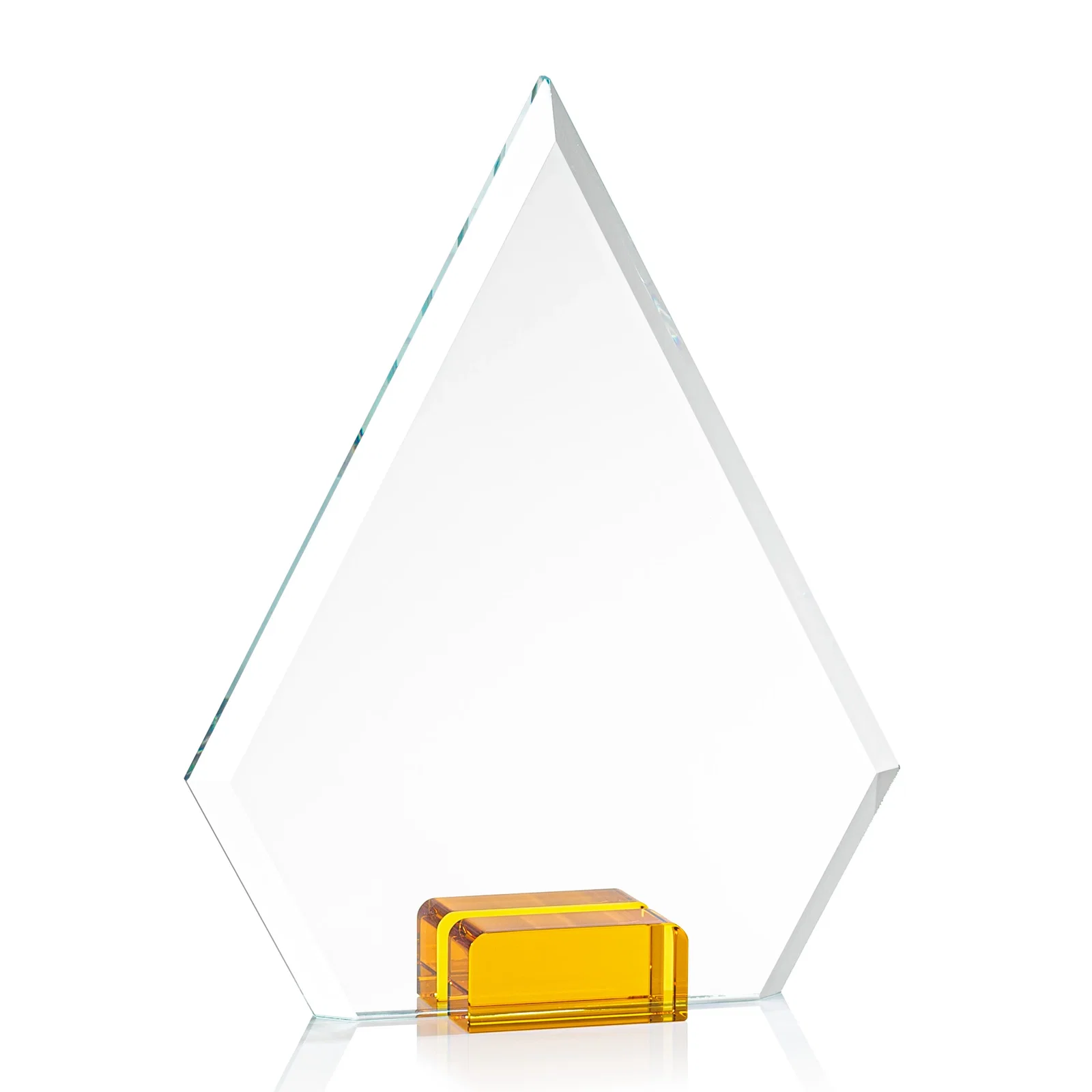 Branded Starfire Crystal Diamond Award Wedged Between Sapphire Panes for volunteer appreciation