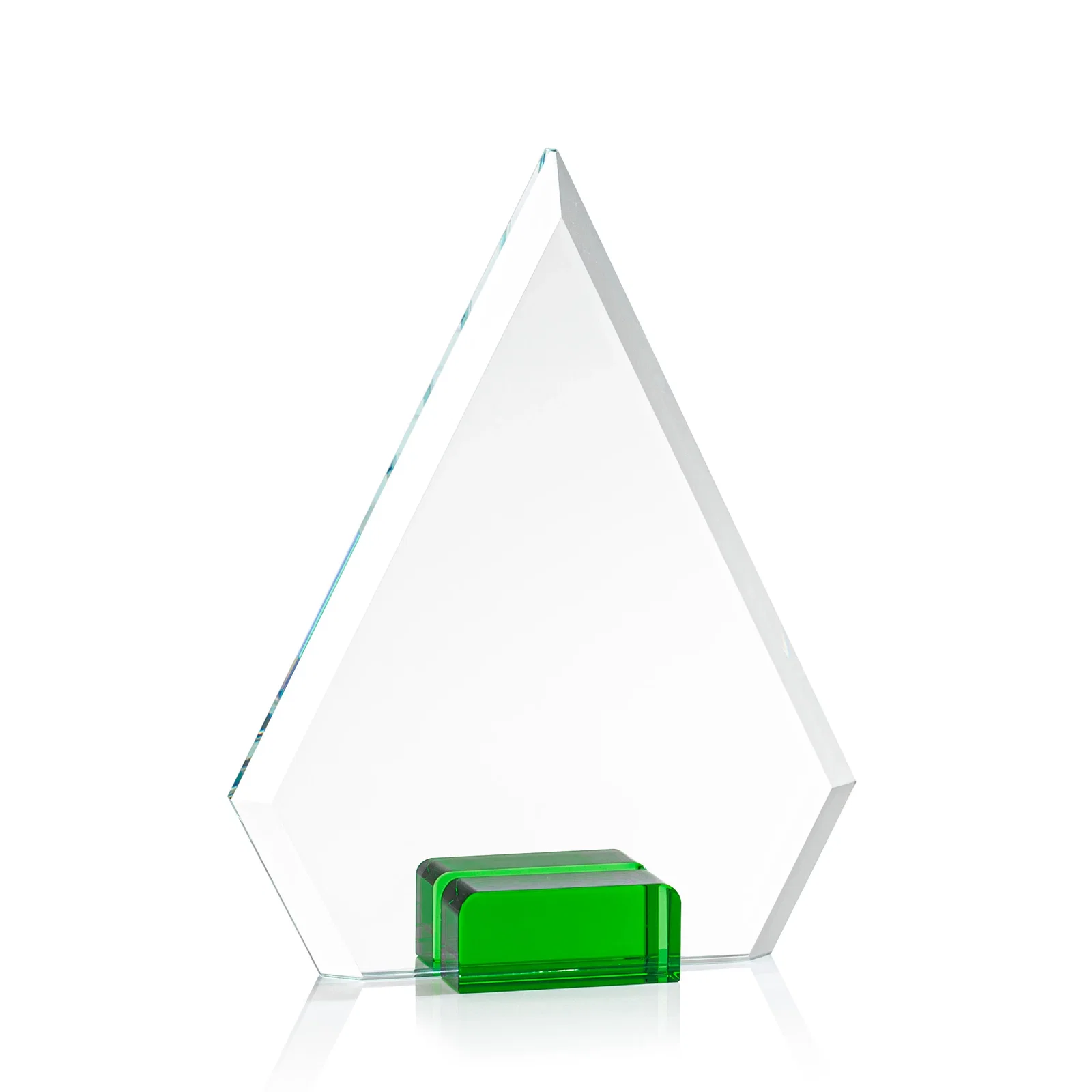 Branded Starfire Crystal Diamond Award Wedged Between Sapphire Panes for company anniversary events