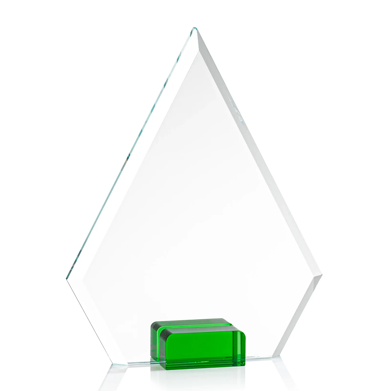 Custom printed Starfire Crystal Diamond Award Wedged Between Sapphire Panes for employee recognition